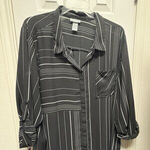 Catherines Plus Size 4X Black with White Lines and long sleeves that can roll up